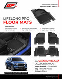 GFX Life Long PRO Floor Mats Compatible with Grand Vitara 2022 Onwards, Black