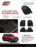 GFX Life Long PRO Floor Mats Compatible with Maruti Suzuki Brezza 2022 Onwards, Black