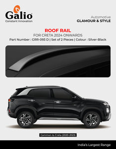 Galio Silver-Black Roof Rails Compatible With Hyundai Creta 2020 Onwards - Set of 2 pcs.