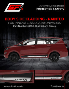 GFX Body Side Moulding Compatible With Toyota Innova Crysta 2020 Onwards - Set of 4 pcs.