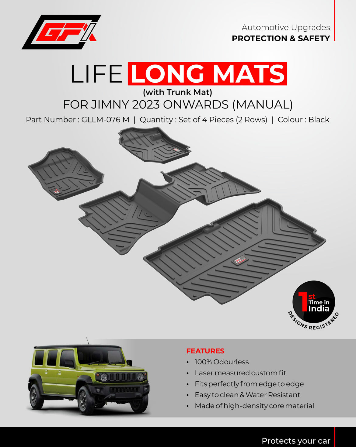 GFX Car Floor Mats Premium Life Long Foot Mats With Trunk Mat Compatib –