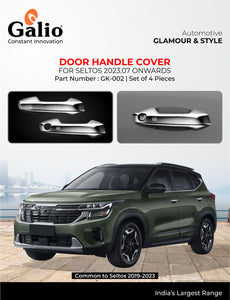 Galio Chrome Garnish Door Handle Cover Compatible With Kia Seltos 2023 - Set of 4 pcs.