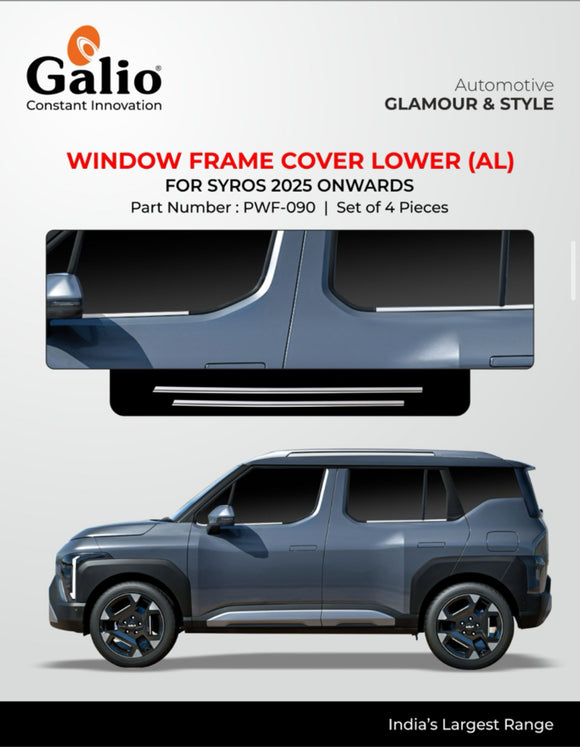 GFX Window Frame Kit Compatible With Kia Syros 2025 Onwards - Chrome, Set of 4 Pcs.