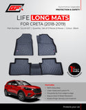 GFX Premium Life Long Car Floor Mat Compatible with Hyundai Creta 2018-2019 (Black), Manual & Automatic