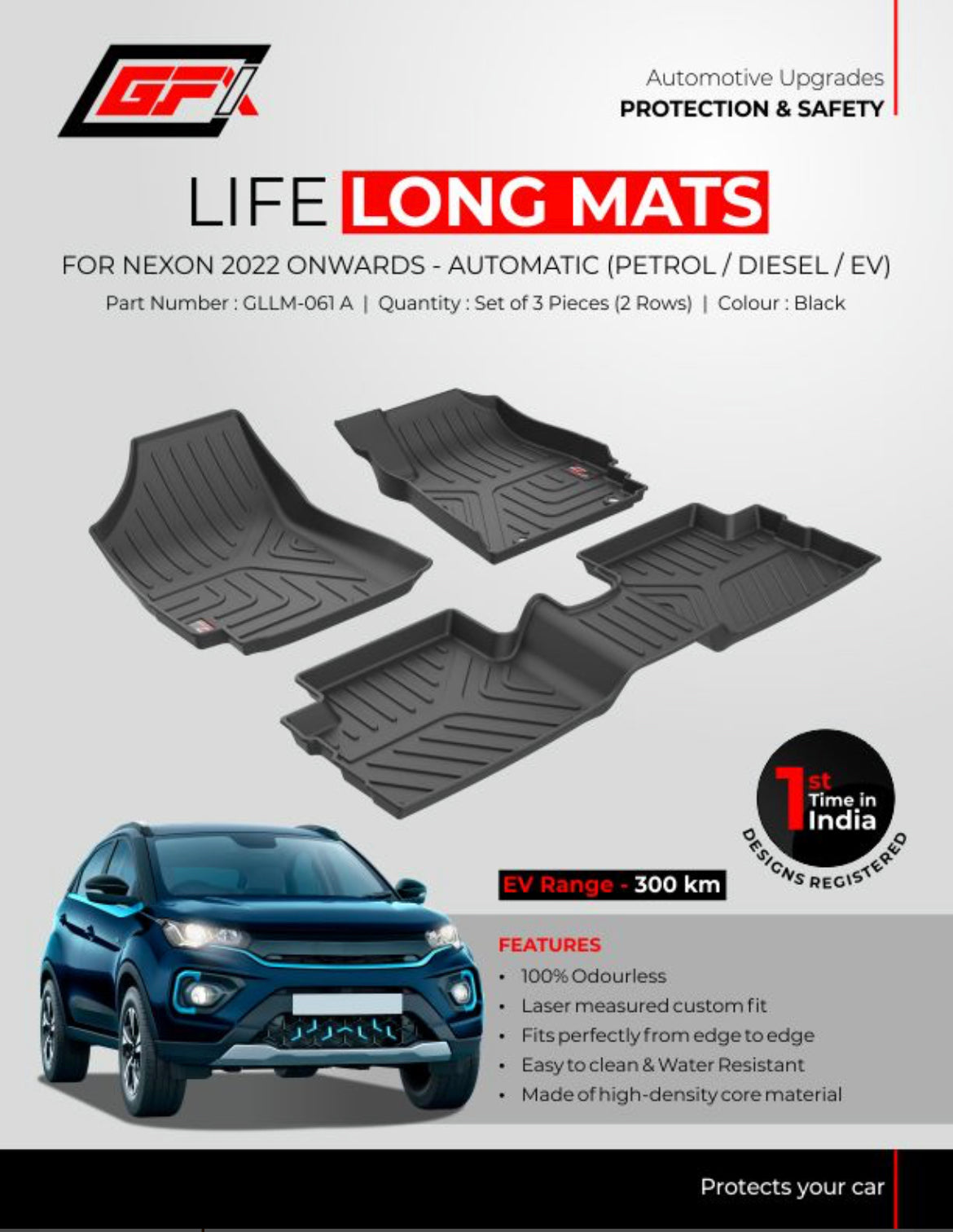 GFX Car Floor Mats Premium Life Long Foot Mats Compatible with