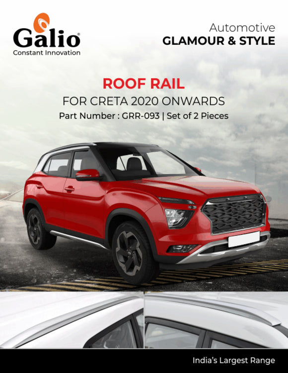 Galio Silver Roof Rails Compatible With Hyundai Creta 2020 Onwards - Set of 2 pcs.