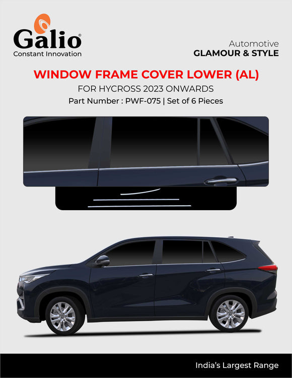 Galio Window Frame Kit Compatible With Toyota Innova Hycross 2023 Onwards - Chrome, Set of 6 Pcs.