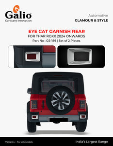 Galio Rear Eye Cat Garnish Compatible With Mahindra Thar Roxx 2024 Onwards - Set Of 2 Pcs.