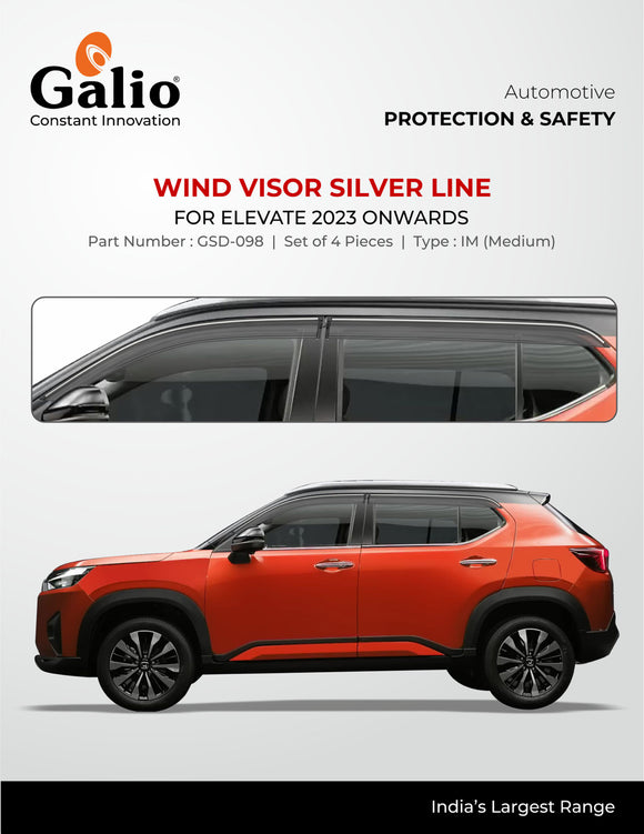 Galio Wind Visor Silver Line For Honda Elevate - Set of 4 Pcs.