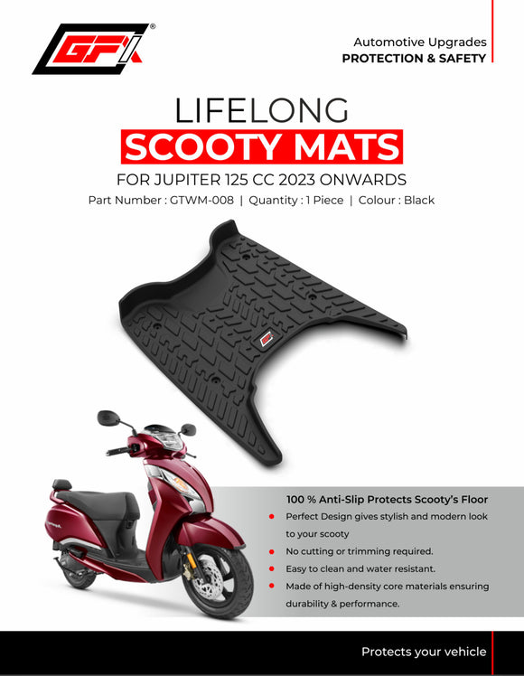 GFX Anti-Slip Lifelong Scooty Mats Compatible With Jupiter 125 CC 2023 Onwards, 1 Pc