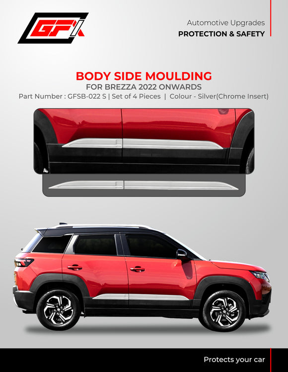 GFX Body Side Moulding Compatible With Brezza 2022 Onwards - Set of 4 pcs.