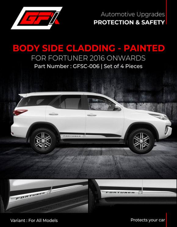 GFX Body Side Cladding Compatible With Toyota Fortuner 2016 Onwards - Set of 4 pcs.