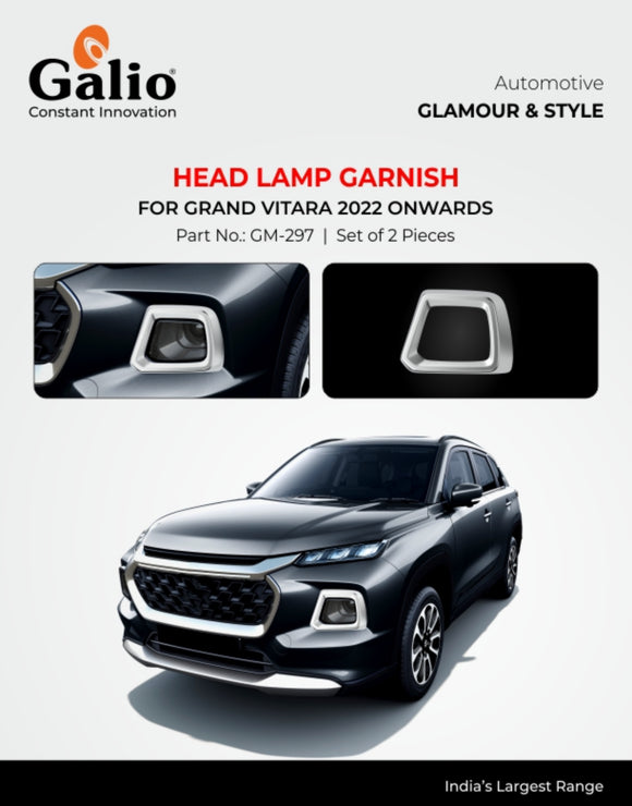 Galio Head Lamp Garnish Compatible With Grand Vitara 2022 Onwards - Set of 2 Pcs.