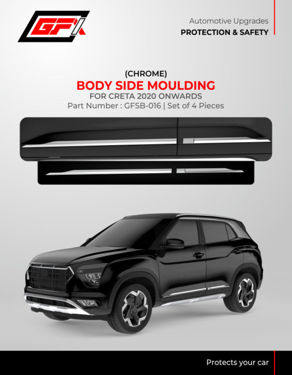 GFX Body Side Moulding Compatible With Hyundai Creta 2020 Onwards - Set of 4 pcs.