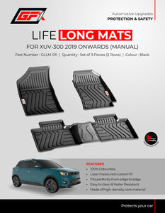 GFX TPV Premium Life Long Car Foot Mats Compatible with XUV 300 2019 Onwards,  Black (Manual Transmission)