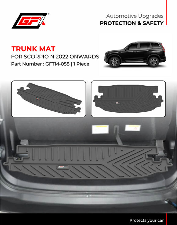 GFX Rear Waterproof Tray Boot Trunk Mat TPV Compatible with Mahindra Scorpio N 2022 Onwards