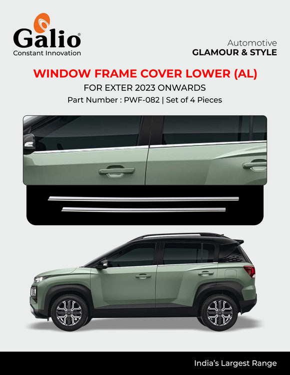 Galio Chrome Window Frame Cover (Lower) Compatible With Hyundai Exter - Set of 4 Pcs.