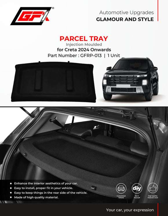 GFX Injection Moulded Parcel Tray Compatible With Hyundai Creta 2024 Onwards, 1 Unit