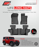 GFX Floor Mats Compatible with Mahindra Thar 2025 Onwards (Manual), Set Of 4 Pcs.
