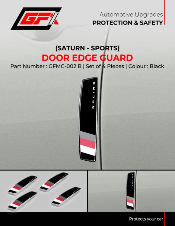 GFX Car Door Edge Guard Scratch Protector (4Pcs) (Saturn Sports-Black)