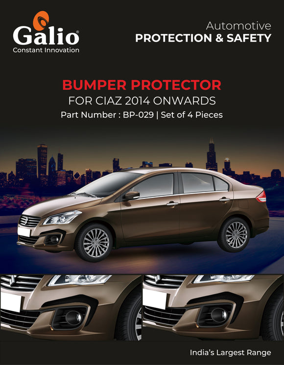 Galio Car Custom Fit Bumper Scratch Protector Compatible with Maruti Suzuki Ciaz (2014-2018), Set of 4