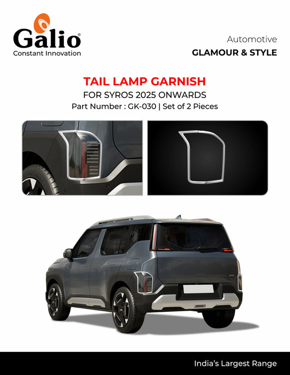 Galio Tail Light Lamp Garnish Compatible With Kia Syros 2025 Onwards - Set of 2 Pcs.