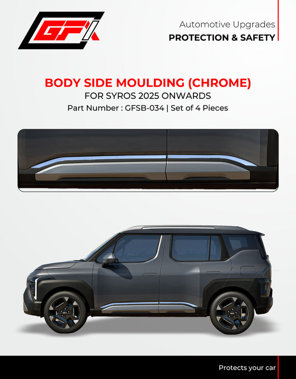 GFX Body Side Moulding Compatible With Kia Syros 2025 Onwards (Chrome) - Set of 4 pcs.