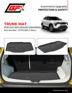 GFX Rear Waterproof Tray Boot Trunk Mat Compatible with Mahindra XUV 3XO 2024 Onwards, Black