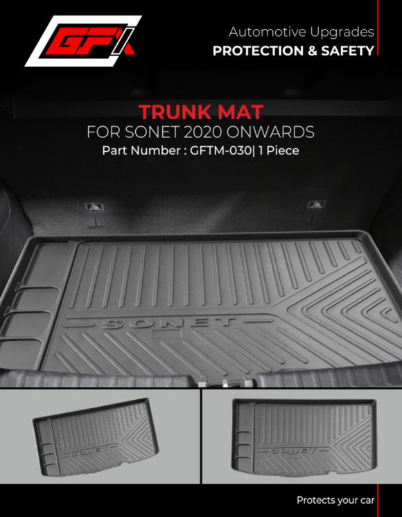 GFX Rear Tray Trunk or Boot Mat Compatible With Hyundai Sonet 2020 Onwards, Black