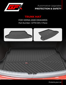 GFX Rear Tray Trunk or Boot Mat Compatible With Hyundai Verna 2020 Onwards, Black