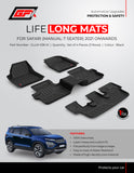 GFX Car Floor Mats Premium Life Long Foot Mats Compatible with Tata Safari 7 Seater Manual (Black), TPV