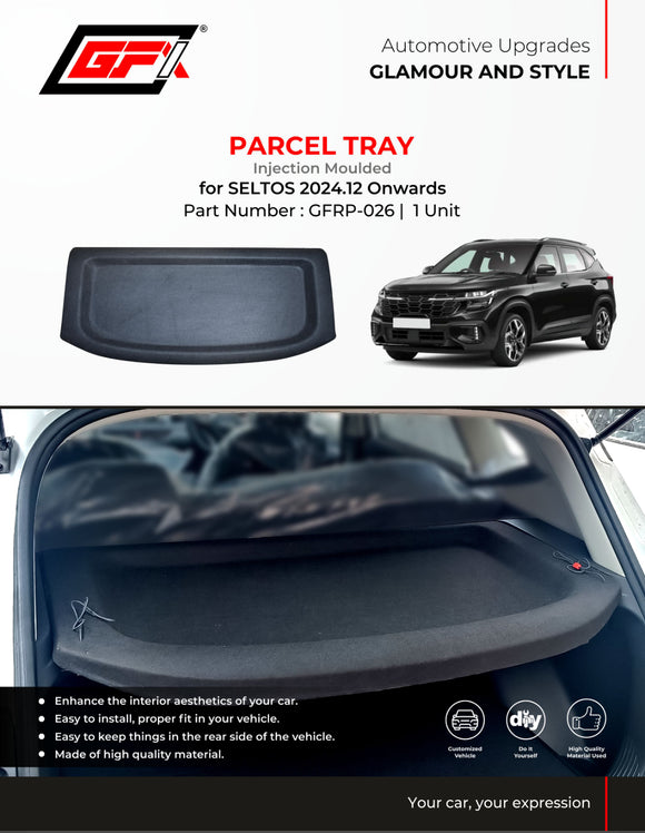 GFX Injection Moulded Parcel Tray Compatible With Kia Seltos 2024 Onwards, 1 Unit