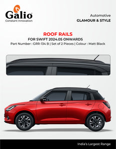 Galio Matte Black Roof Rails Compatible With Maruti Suzuki Swift 2024 Onwards - Set of 2 pcs.