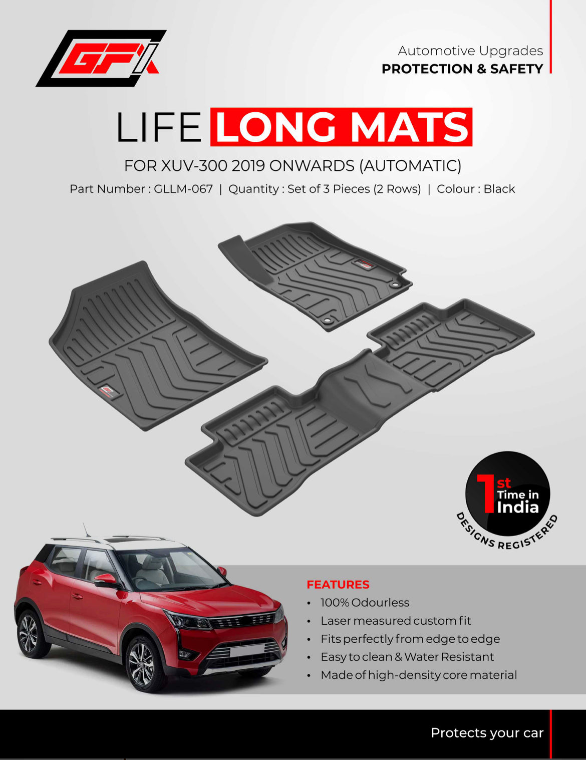 GFX TPV Premium Life Long Car Foot Mats Compatible with XUV 300