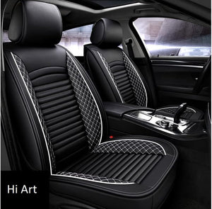 Hi Art Leatherette Custom Fit Front and Rear Car Seat Covers Compatible with TATA Nexon Facelift 2023 Onwards, (Black/White)