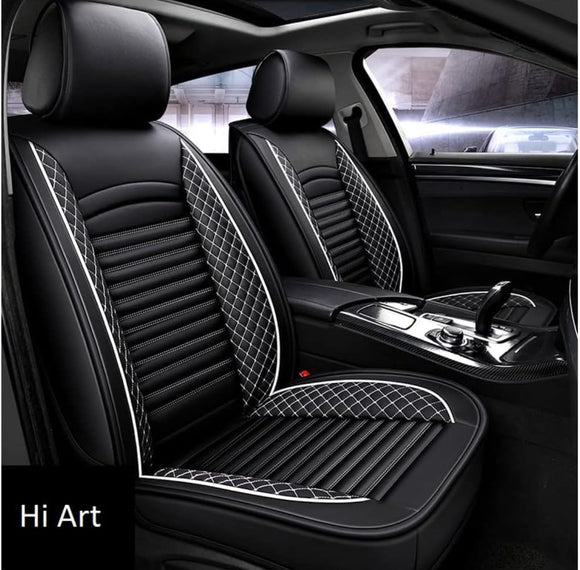 Hi Art Leatherette Custom Fit Front and Rear Car Seat Covers Compatible with Honda Elevate 2023 Onwards, (Black/White)