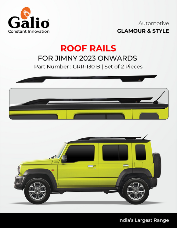 Galio Black Roof Rails Compatible With Maruti Jimny 2023 Onwards - Set of 2 pcs.