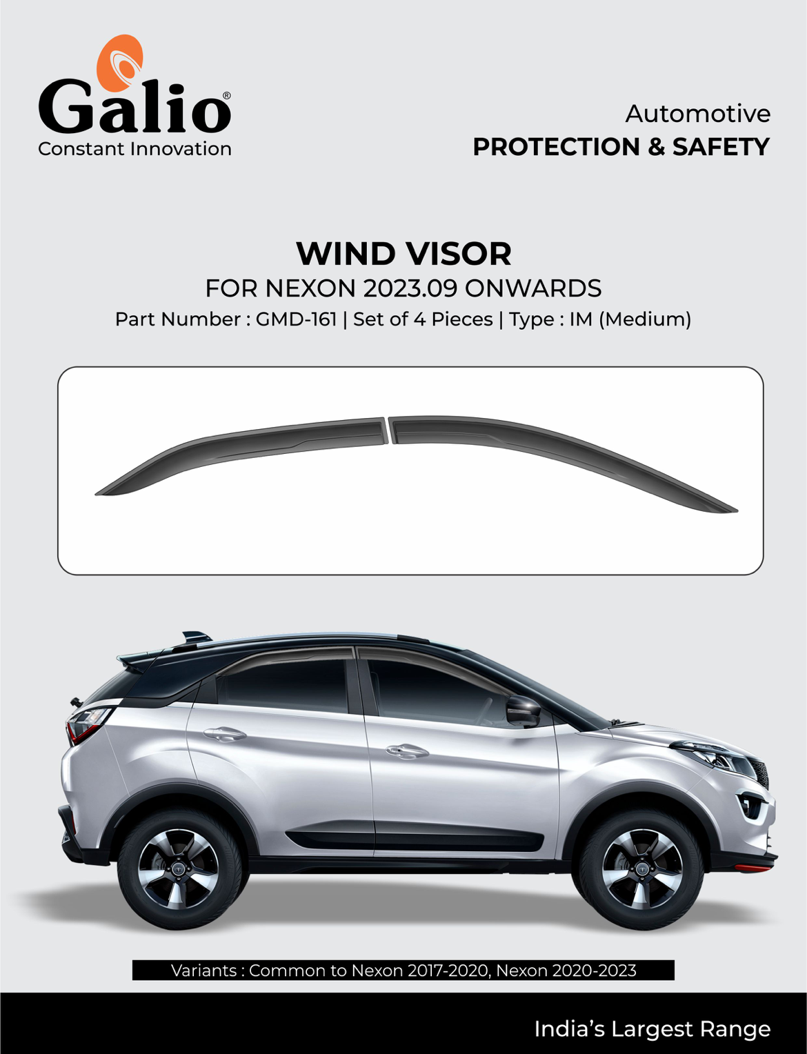 Galio Wind Visor For TATA Nexon 2023 Onwards Set of 4 Pcs. Zapcart.in
