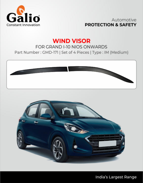 Galio Wind Visor For Hyundai Grand i10 Nios - Set of 4 Pcs.