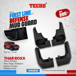 Techo Mud Guards Compatible With Mahindra Thar Roxx 2024 Onwards - Set Of 4