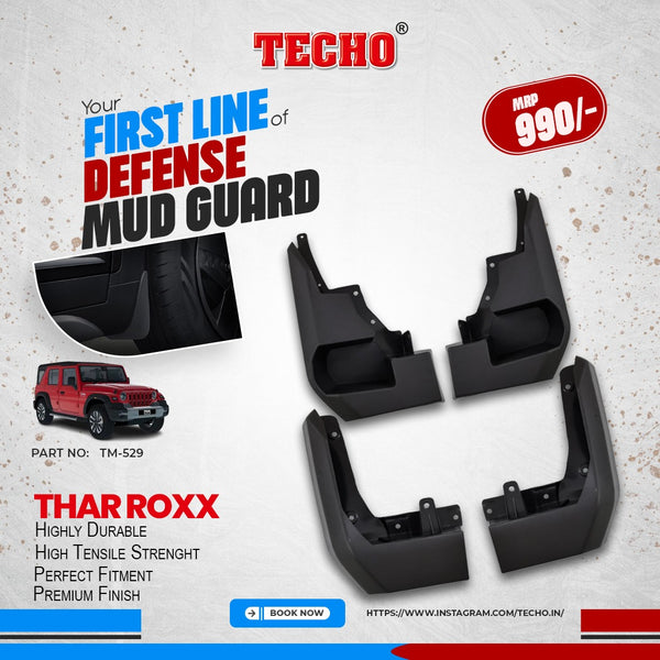 Techo Mud Guards Compatible With Mahindra Thar Roxx 2024 Onwards