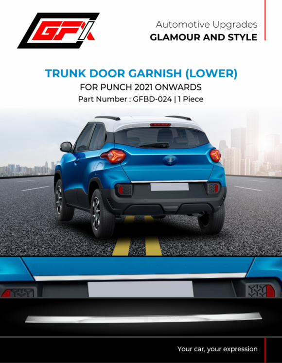 GFX Lower Trunk Door Garnish Compatible With TATA Punch 2021 Onwards - Chrome, 1 Pc.