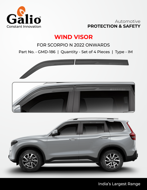 Galio Wind Visor For Mahindra Scorpio N - Set of 4 Pcs.