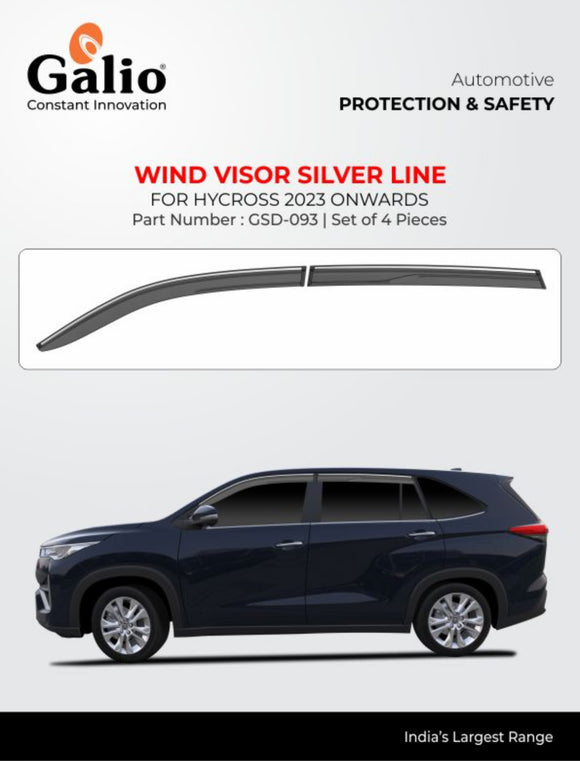 Galio Wind Visor Silver Line For Toyota Innova Hycross - Set of 4 Pcs.