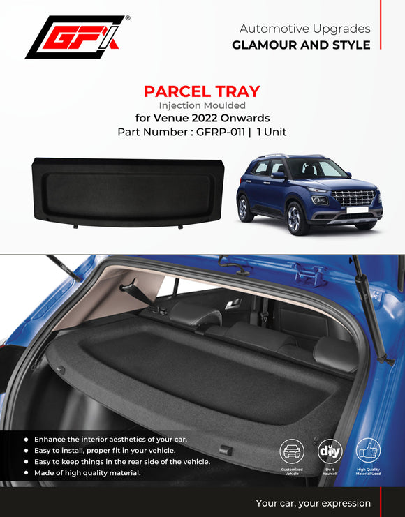 GFX Injection Moulded Parcel Tray Compatible With Hyundai Venue 2022 Onwards, 1 Unit