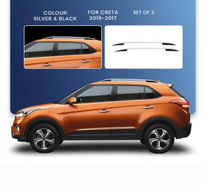 Silver & Black Roof Rails Compatible With TATA Nexon (2017-2022) - Set of 2 pcs.