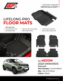 GFX Life Long PRO Floor Mats Compatible with TATA Nexon Manual Transmission 2023 Onwards, Black