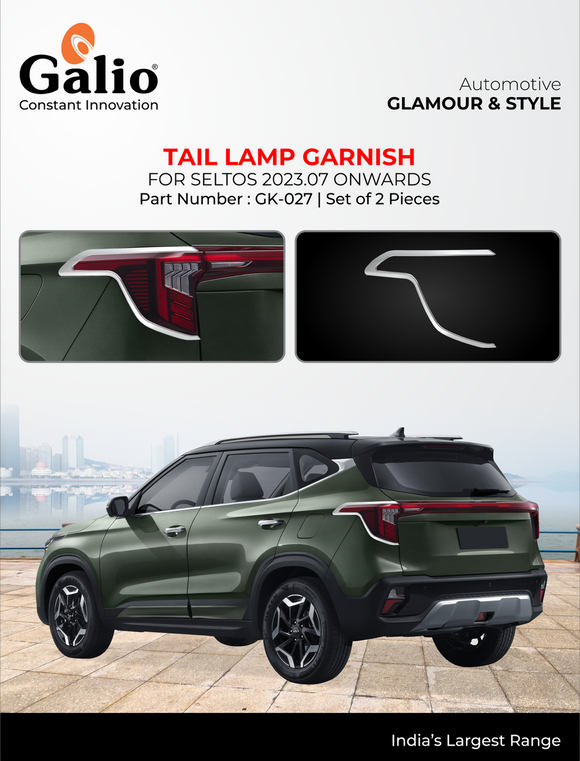 Galio Tail Light Lamp Garnish Compatible With Kia Seltos 2023 Onwards - Set of 2 Pcs.