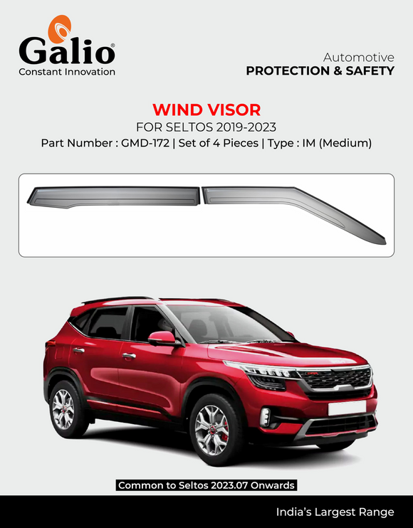 Galio Wind Visor For Kia Seltos (2019-2023) - Set of 4 Pcs.