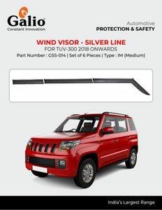 Galio Silver Line Door Wind Visor Compatible With Mahindra TUV 300 2015 Onwards - Set of 4 Pcs.